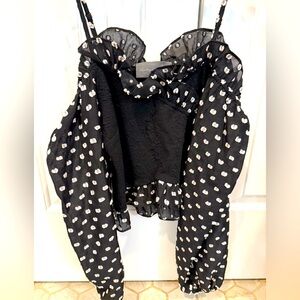 Black Polka Dot Off-Shoulder Top
